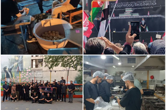 خادمی اعضای بسیج دانشجویی دانشگاه صنعتی نوشیروانی بابل در موکب های وداع و تشییع رهبر شهید