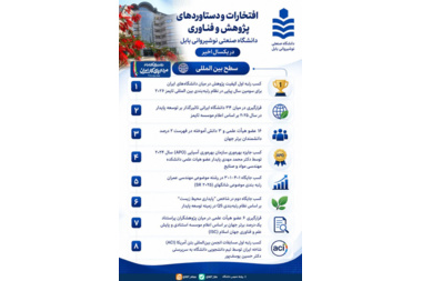 اقدامات و دستاوردهای معاونت پژوهشی و فناوری دانشگاه صنعتی نوشیروانی بابل در سال ۱۴۰۵_۱۴۰۴