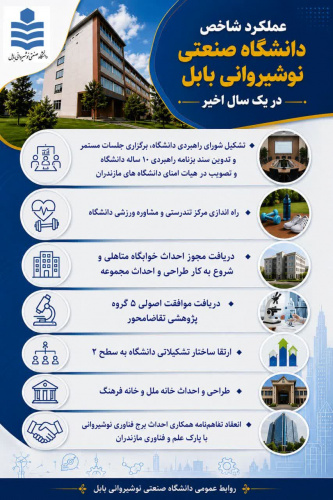 پاره ای از عملکردهای شاخص دانشگاه صنعتی نوشیروانی بابل در یکسال اخیر